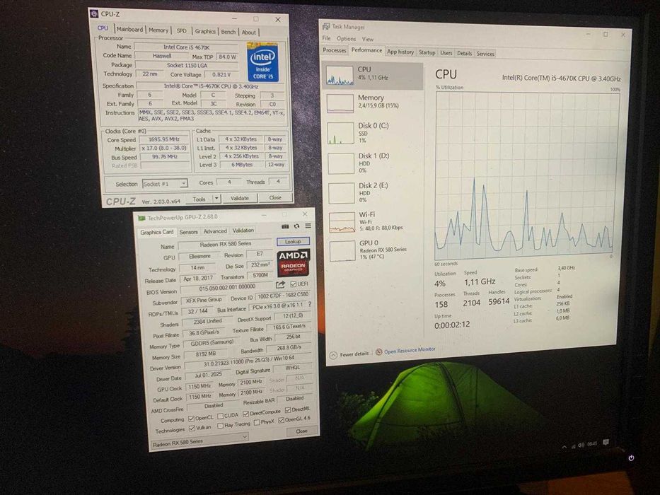 PC Gaming AMD 2400G sau I7 6700 16 GB RAM SSD 256GB 1TB HDD RX 580 8GB