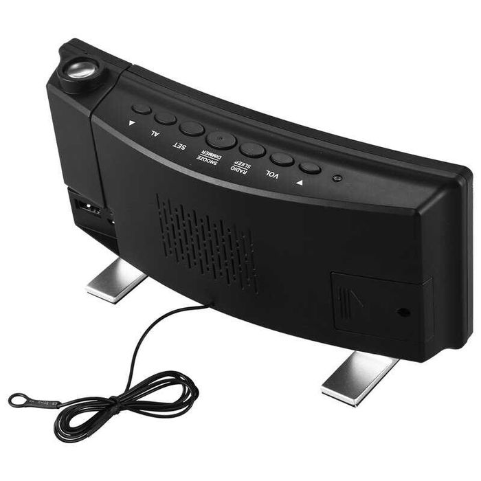 Прожекционен часовник LED извит екран, FM радио будилник