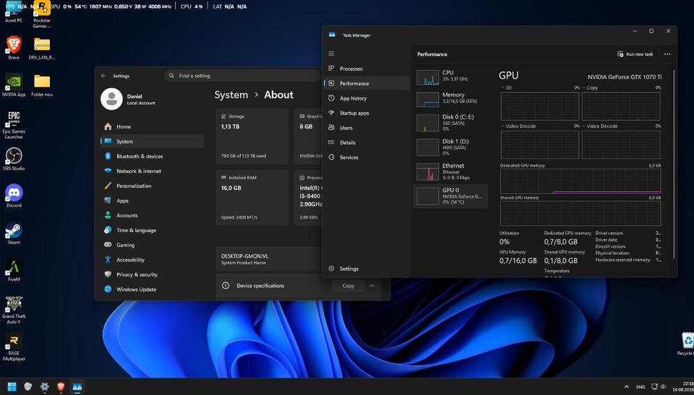 PC GAMING – Intel i5-9400 + GTX 1070 Ti + 16GB RAM