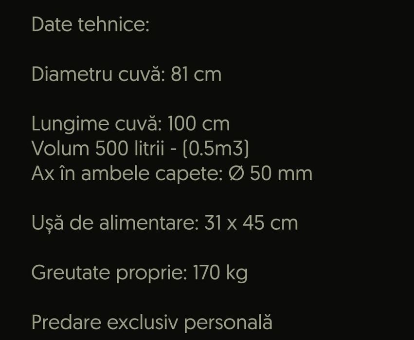 Cuva centrifuga inox