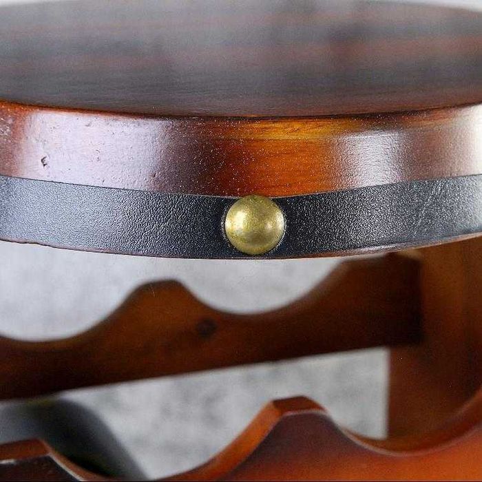 Нова Поставка За 6бр Бутилки Вино - Бъчва - Дървена Маса 40см