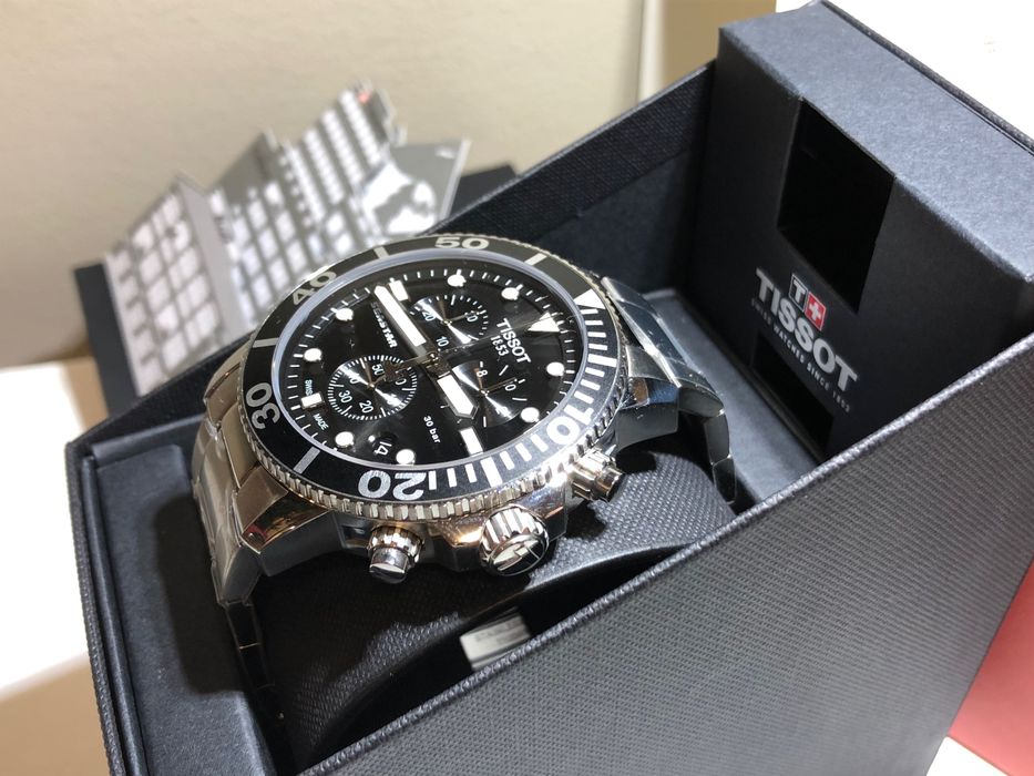 Ceas Tissot Seastar 1000 Chronograph Black, Bratara Metalica