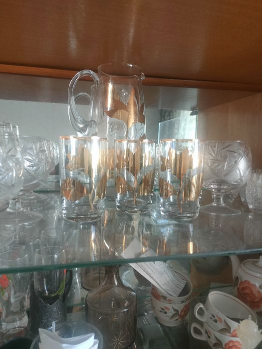Продам кувшин, три стакана!!! Богемия!