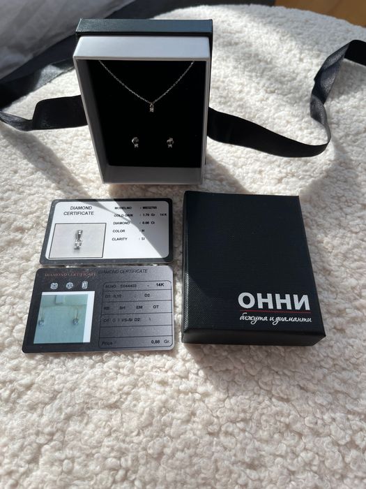 Комлект с диаманти и комлект италианска изработка 14к злато