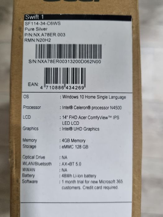 Продам ультрабук Acer Swift 1