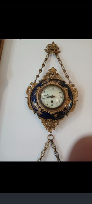 Ceas de perete,  bronz și portelan