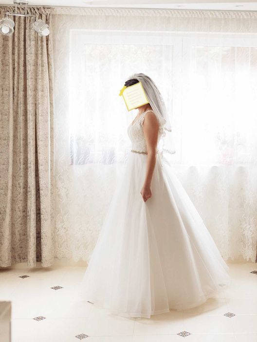 rochie mireasa printesa A-line, marime s-m-l, reglabila la spate