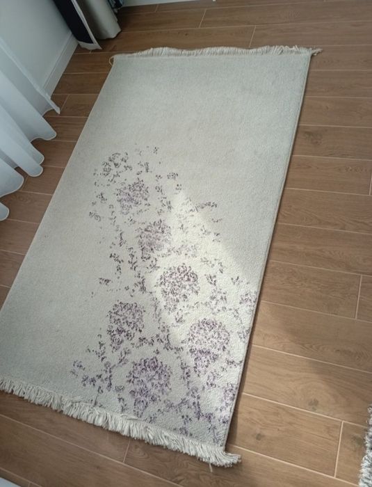covor rugvista 100 x 160 100x160 cm crem cu frunze mov stare impecabil