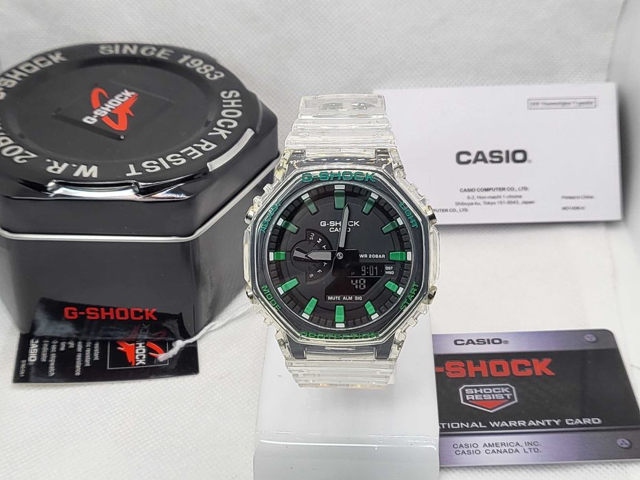 Ceas Sport Casio g shock ga 2100 Jellyfish , Transparent verde , Nou,Garantie 2 ani