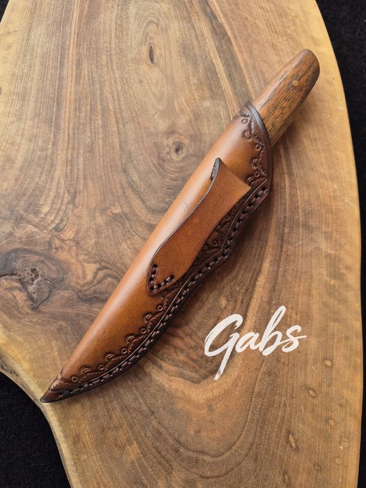 Ловен нож дамаска стомана LN439,фултанг с кожена кания