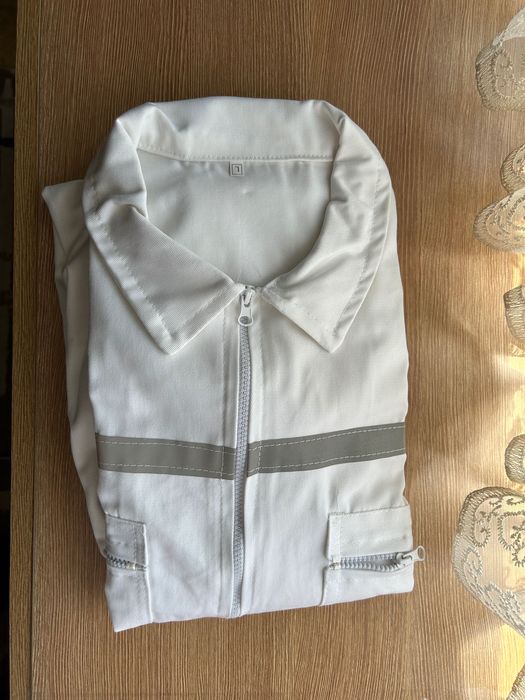 Мъжки работен гащеризон, бял, размер L