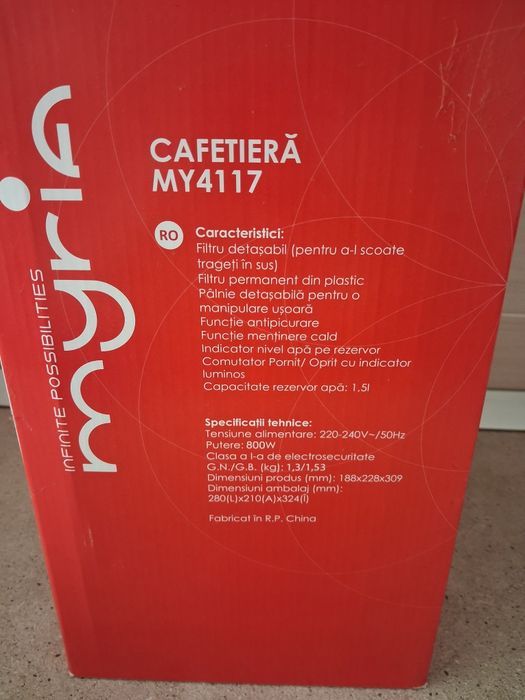 Vand cafetieră Myria