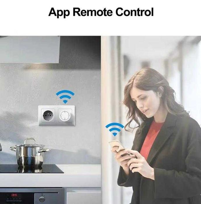 20A Bluetooth + WiFi Smart Преходен Контакт с Вграден Електромер eWeLink APP Дистанционен Контрол Приложение Смартфон/Таблет Alexa Amazon Google Apple