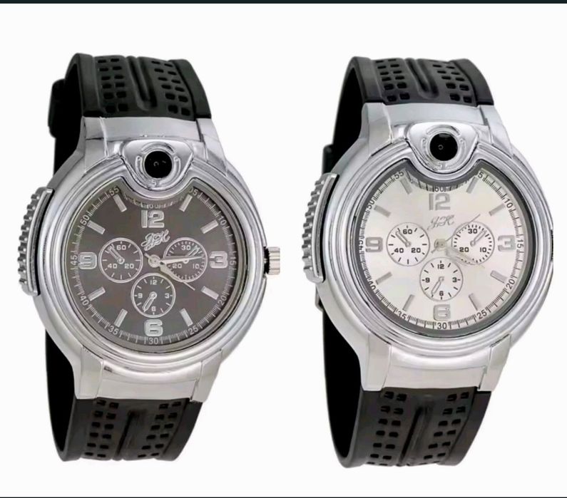 Ceas bărbați cu bricheta, ceas curea din silicon nou