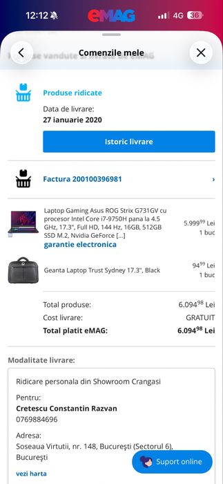 Laptop Gaming Asus ROG Strix G731GV  - SUB PRETUL PIETEI