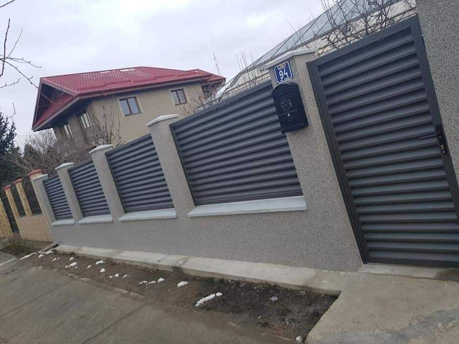 Construim Garduri si Porti din Panou stil Jaluzele, Sipca Metalica, Tabla Cutata, Plasa Bordurata, Fier Forjat BCA si alte modele disponibile