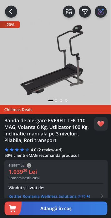 Banda de alergat magnetica garantie emag