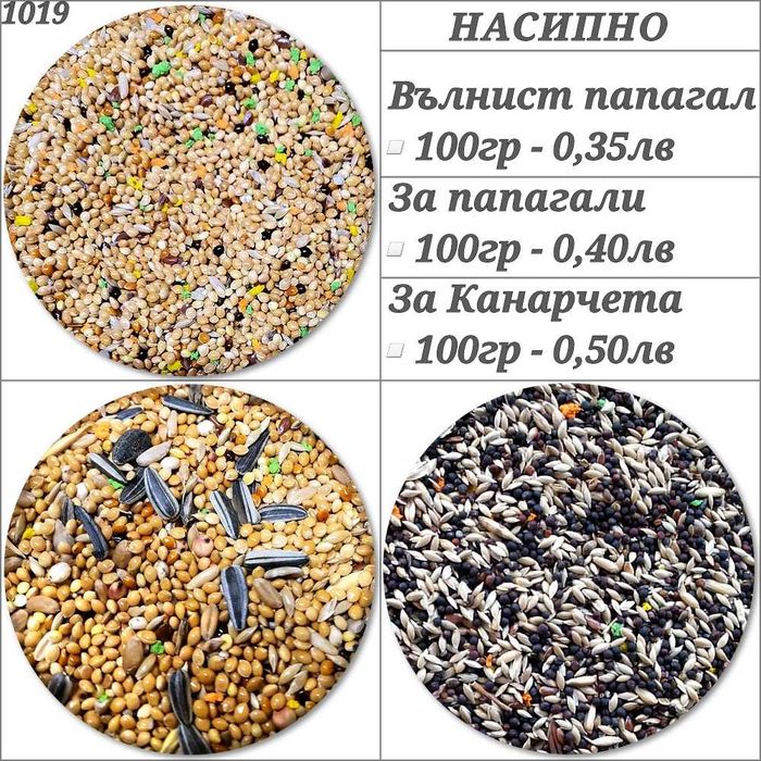 Храна, крекери и смеска за папагали, канари и амадини Хранилка, поилка