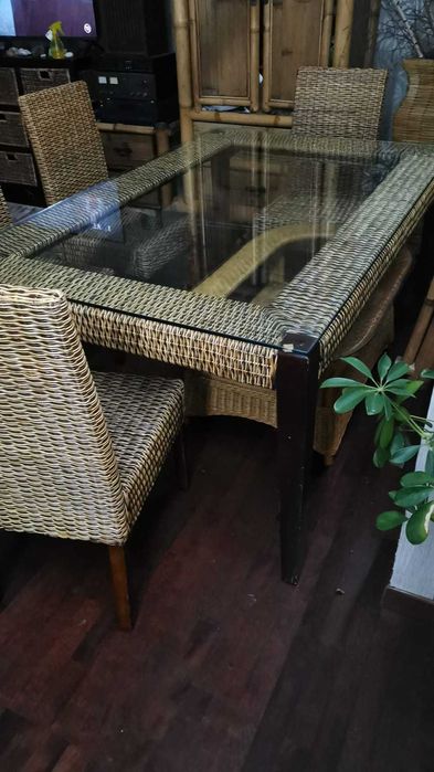 scaun dining ratan bambus lemn masiv terasa gradina