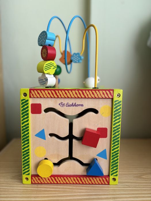 Дървен куб Eichhorn - Игрален център, с активности, образователна игра