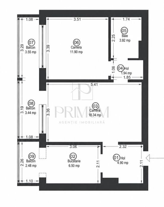 Iesefin - 2 Camere - Centrala Proprie - Clima - 3 Balcoane