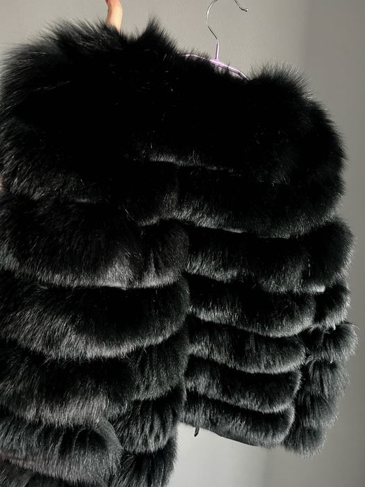 Палто естествен косъм лисица със свалящи се ръкави