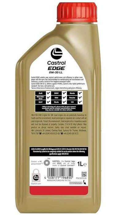 Ulei motor CASTROL EDGE 0W30 LL 15FEFB, 1 litru, sintetic - STOC