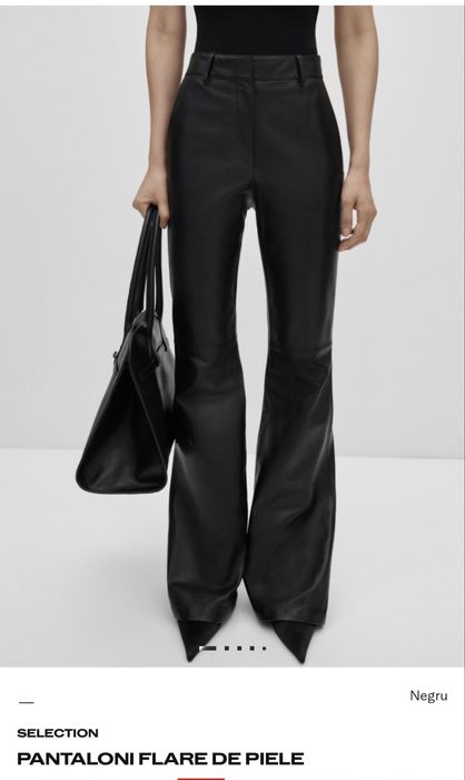 Pantaloni de piele naturala Mango