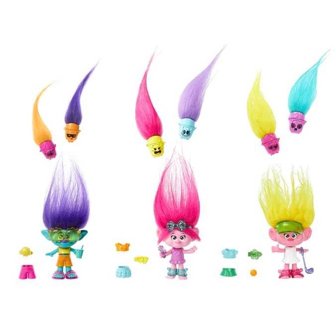 Тролче Poppy с аксесоари Trolls Мини фигурка HAIR POPS Попи Вива Брънч 3 вида