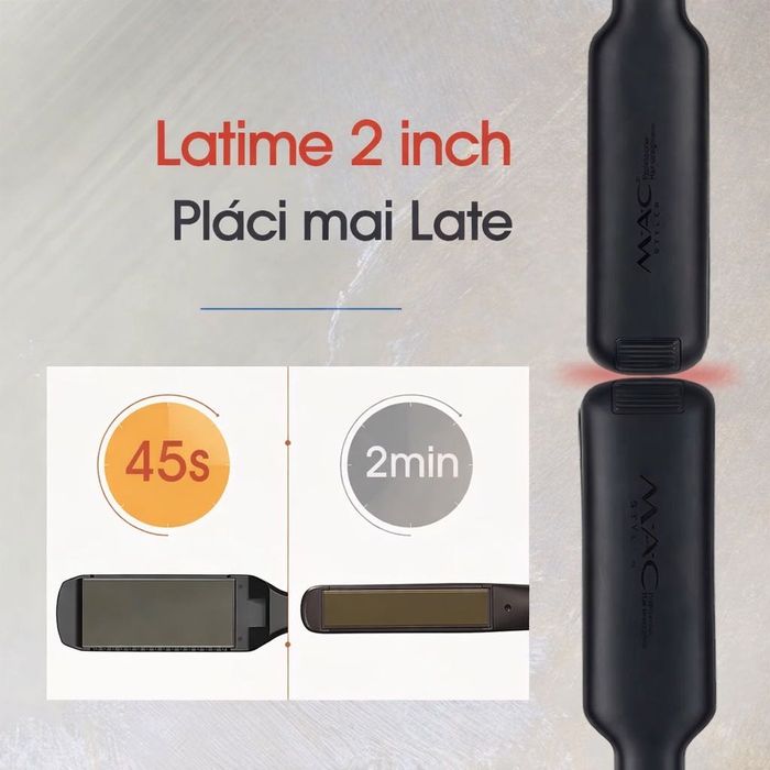 Placă de Îndreptat Părul MAC STYLER MC-5584, Titan, 2 inch, control temperatură digital, ecran LCD