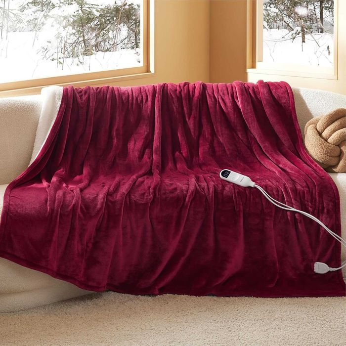 Patura electrica BEDSURE, 180 x 200 cm, 6 Trepte Incalzire, Timer 10 Ore, Oprire Automata, Protectie Supraincalzire, Flanel si Sherpa, Visiniu