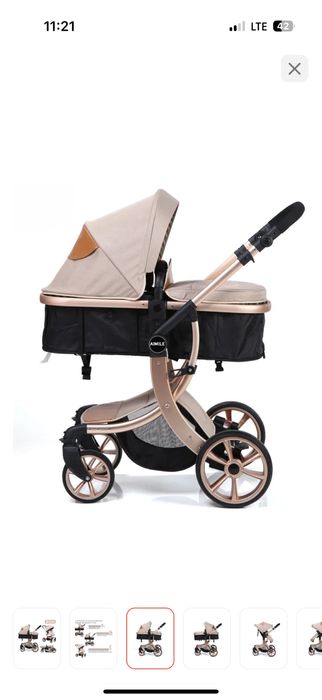 Жаңа коляска каробкасымен ашылмаған