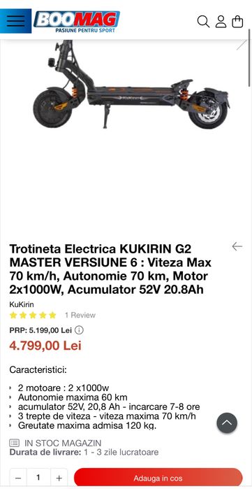 Vand Kukirin G2 Master 2025 + controler nou+ casca ochelari silvis noi