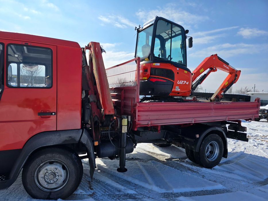 Работа с мини багер и самосвал с кран