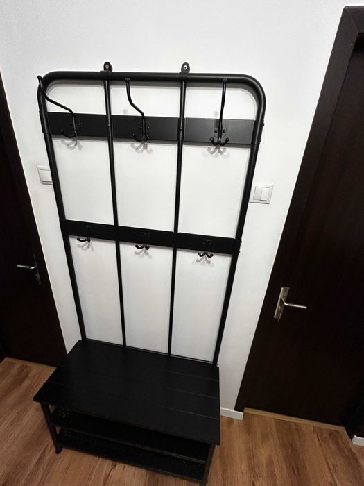 Cuier+bancă pantofi, negru, Ikea