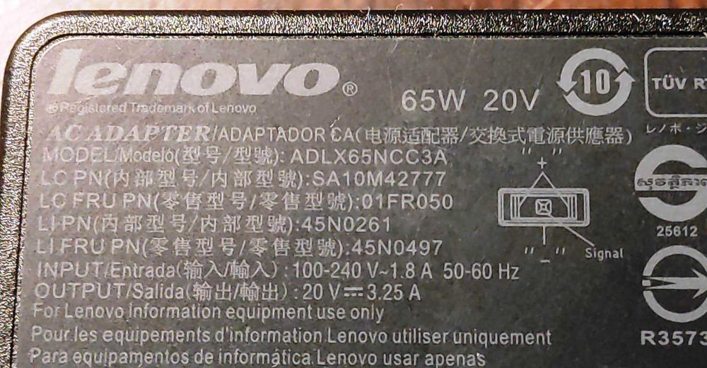 Vand Lenovo charger 65W 20V