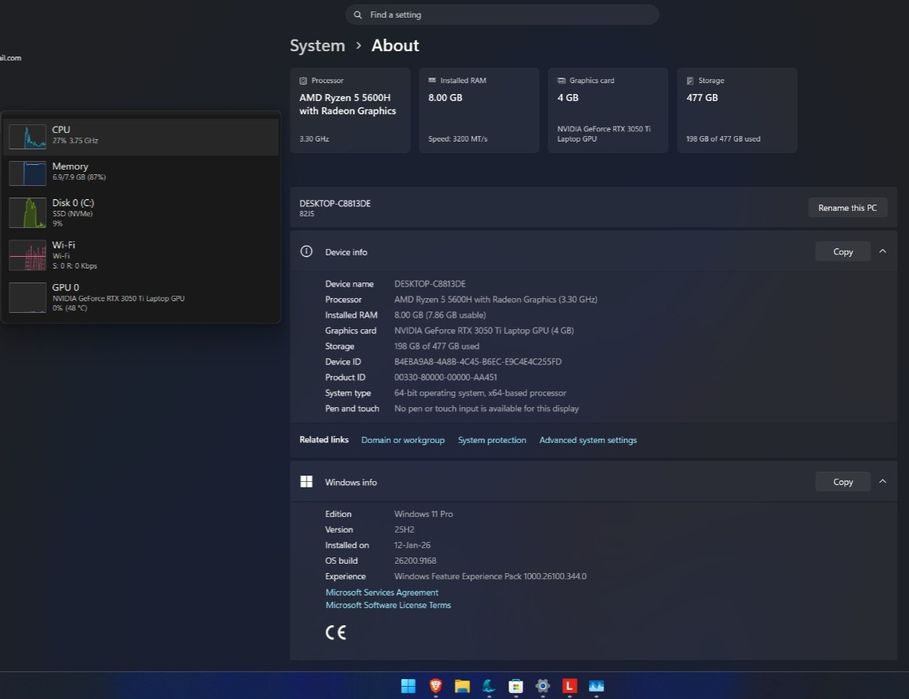Laptop Lenovo Legion 5 Pro 16ACH6, echipat cu AMD Ryzen 5 5600H și NVIDIA GeForce RTX 3050 Ti