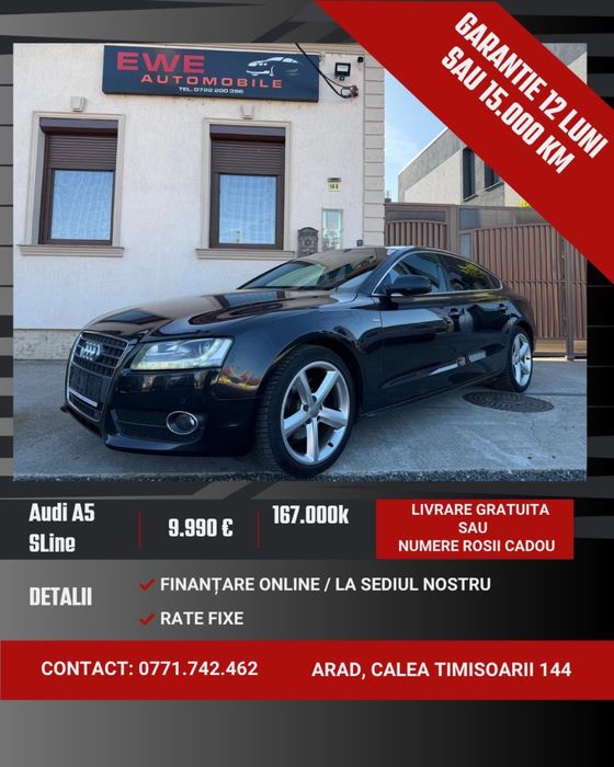 Audi A5 1,8Tfsi S Line Rate Fixe Garantie 12 Luni Rate Fixe Livrare Gratuita
