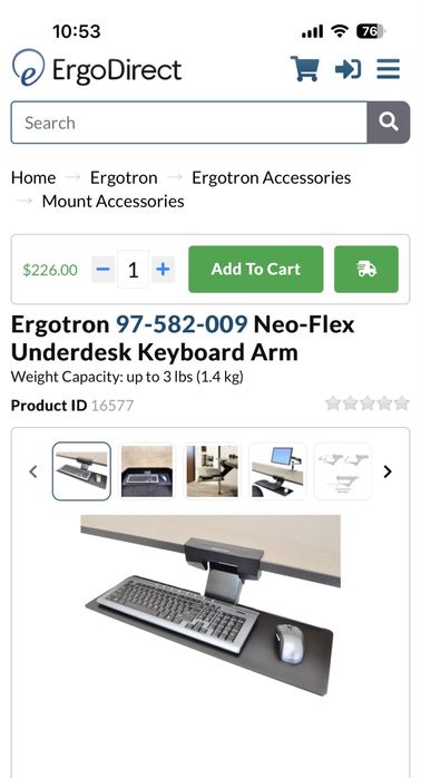 Vand suport Ergotron tastatura