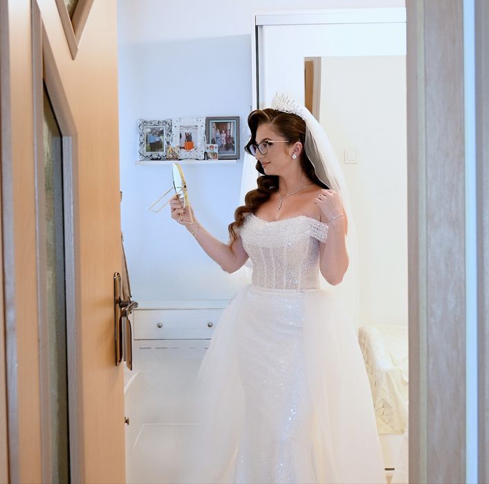 Rochie de mireasa sirena cu trena detasabila