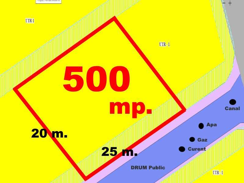 500 mp Teren intravilan Alba Orizont 20x25 PUZ cu canal apa gaz curent