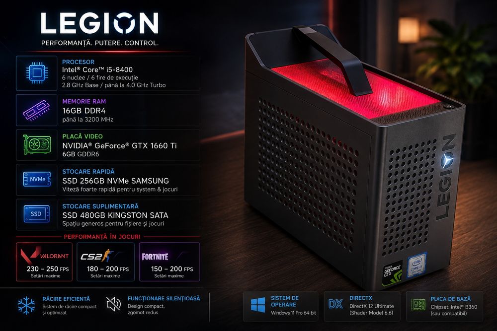 PC GAMING Lenovo - i5 8400 - RTX 1660 Ti - 16GB DDR4 - SSD NVMe 700GB Samsung