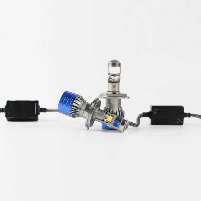 Комплект 2 LED крушки с лупа, H7, Canbus, 12V, 2x55W, 6500К, 87x31мм