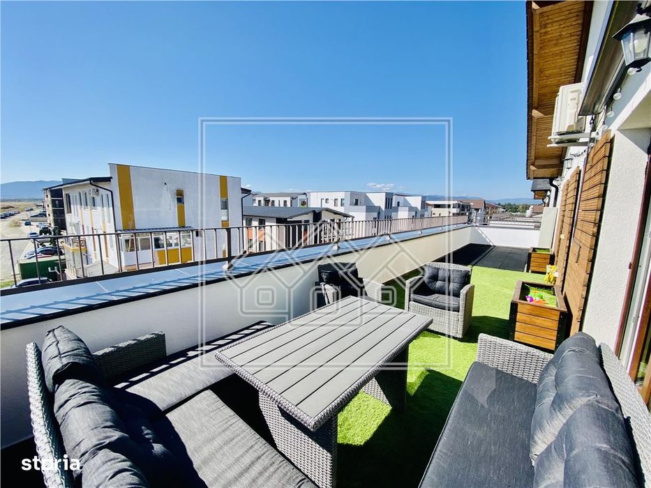 Penthouse mobilat si utilat modern cu terasa de 40 mp