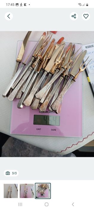 Vitange 12 cuțite+12 furculite carne argintate