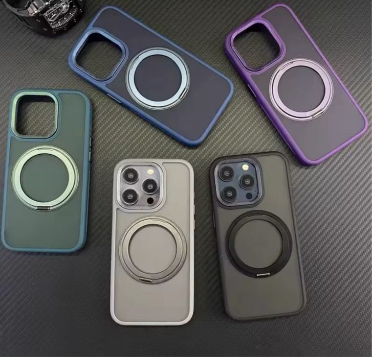 Iphone 15 16 17 PRO MAX PLUS AIR Husa Magsafe Cerc Metal Rabatabil