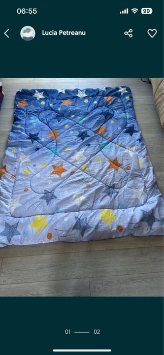 Plapuma vara -toamna 160/220 cu 2 fețe perna