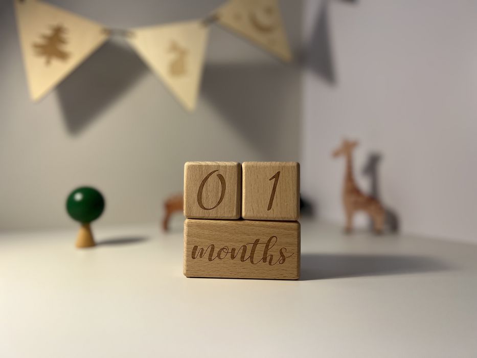 Деревянный набор кубики для фото новорожденных