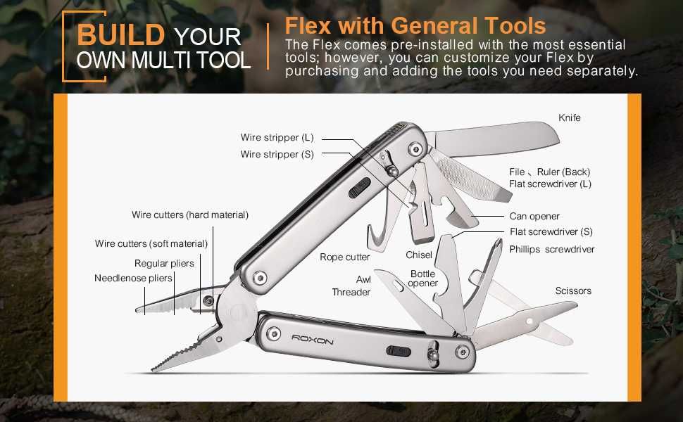 Multitool EDC Roxon S804G Flex - Patent multifunctional modular