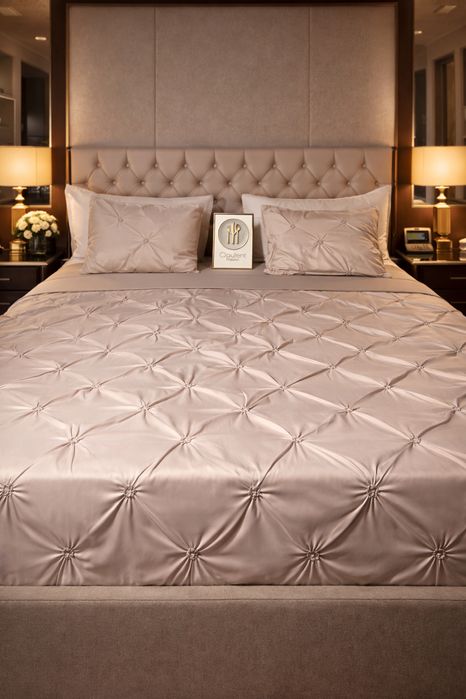 Lenjerie de pat din bumbac finet canvas, crem, 6 piese, set complet, material moale, confort premium
